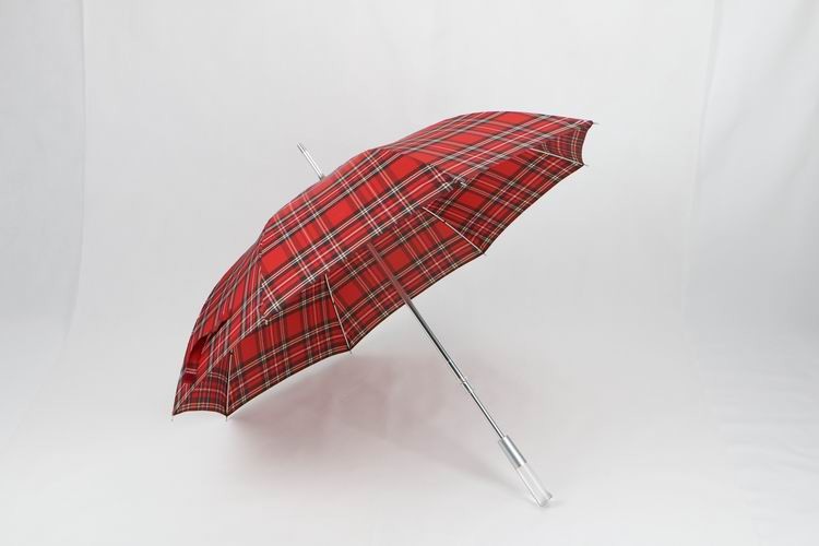 Quality 27 Inch Manual Windproof Golf Umbrellas Red Tartan Fabric Acrylic Handle for sale