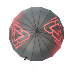 Quality 16 Ribs Black Color Promotional Golf Umbrellas Metal Shaft 190T Pongee Fabric for sale