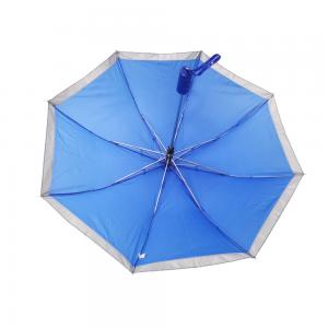 Quality 21 Inch Blue Automatic 2 Fold Umbrella Reflective Perimeter Tape Blue Handle for sale