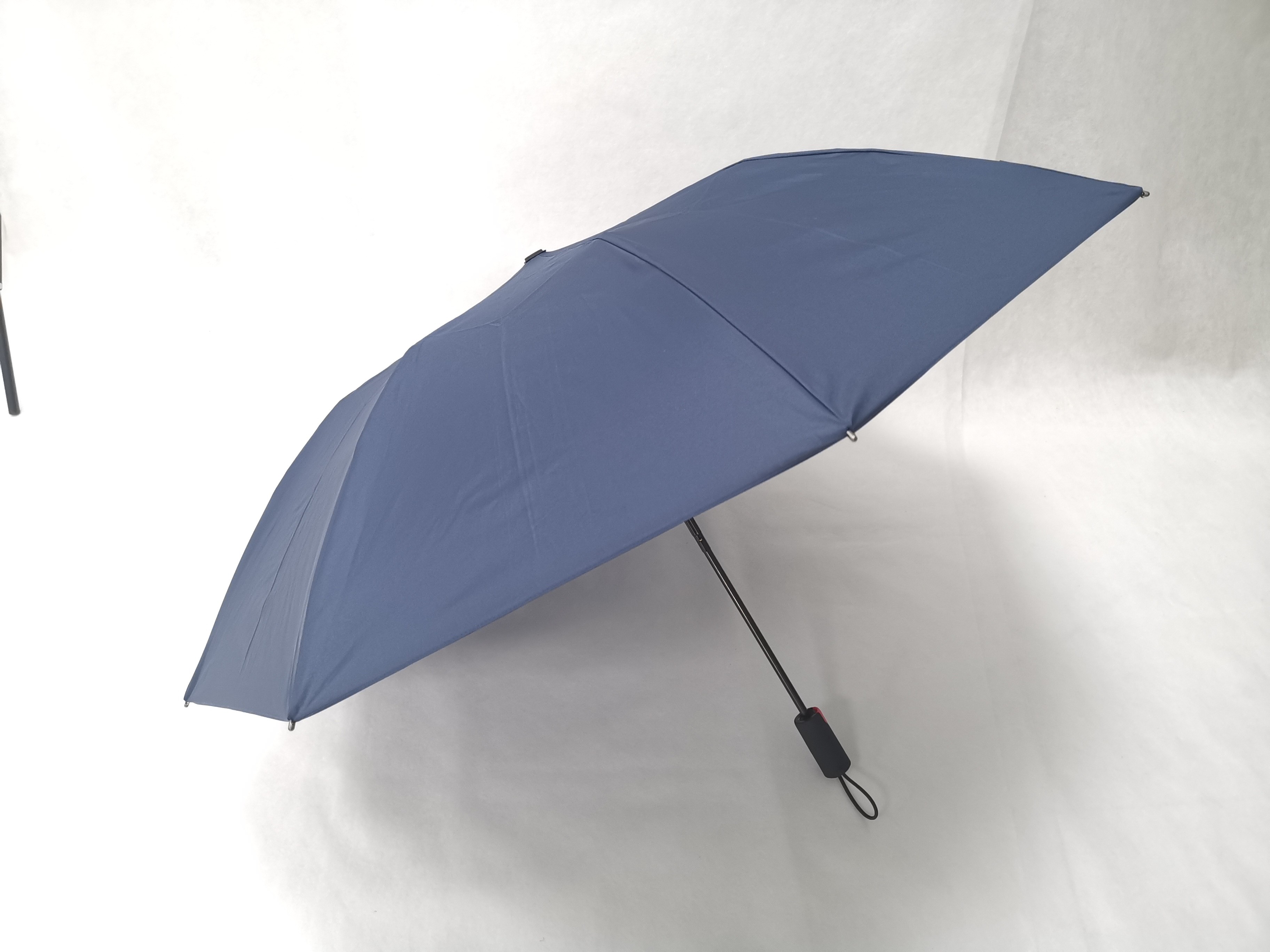 Quality 22 Inch Blue Mens Two Fold Umbrella Pongee Fabric With Rubber Coating Handle for sale