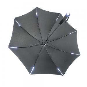 Quality 23 Inch Black Straight Handle Manual Open Umbrella With Light Tips And Top for sale