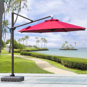 Quality Beer Starbucks Outdoor Garden Patio Umbrella With Red Crank Handle Led Light for sale