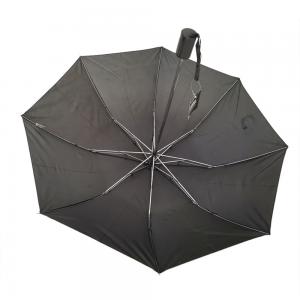 Quality 19 Inch Black Mens Two Fold Umbrella Compact Automatic Open Metal With Black Handle for sale
