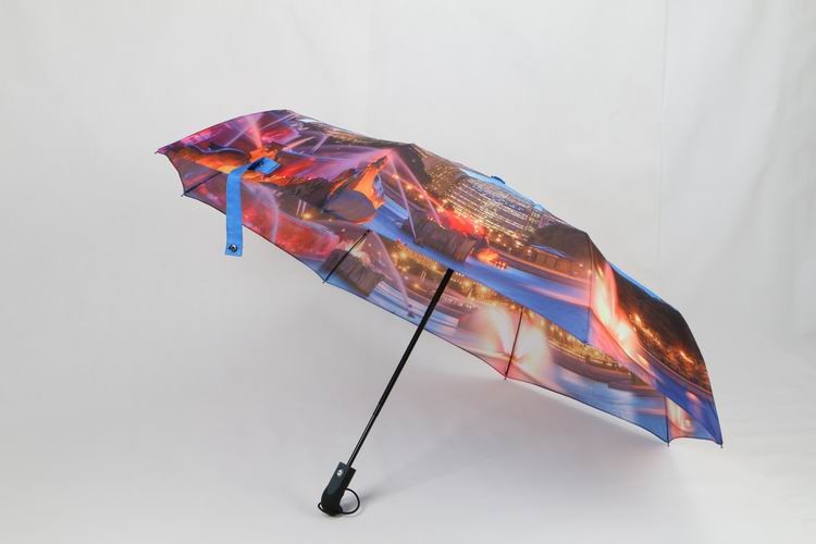 Quality Digital Printing 3 Telescopic Golf Umbrella , Folding Golf Umbrella Soft Rubber Handle for sale
