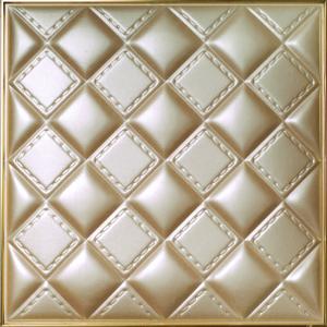 Quality Hallway Background 3D Leather Wall Panels Wood Tile Imitation 500x500x3 mm for sale