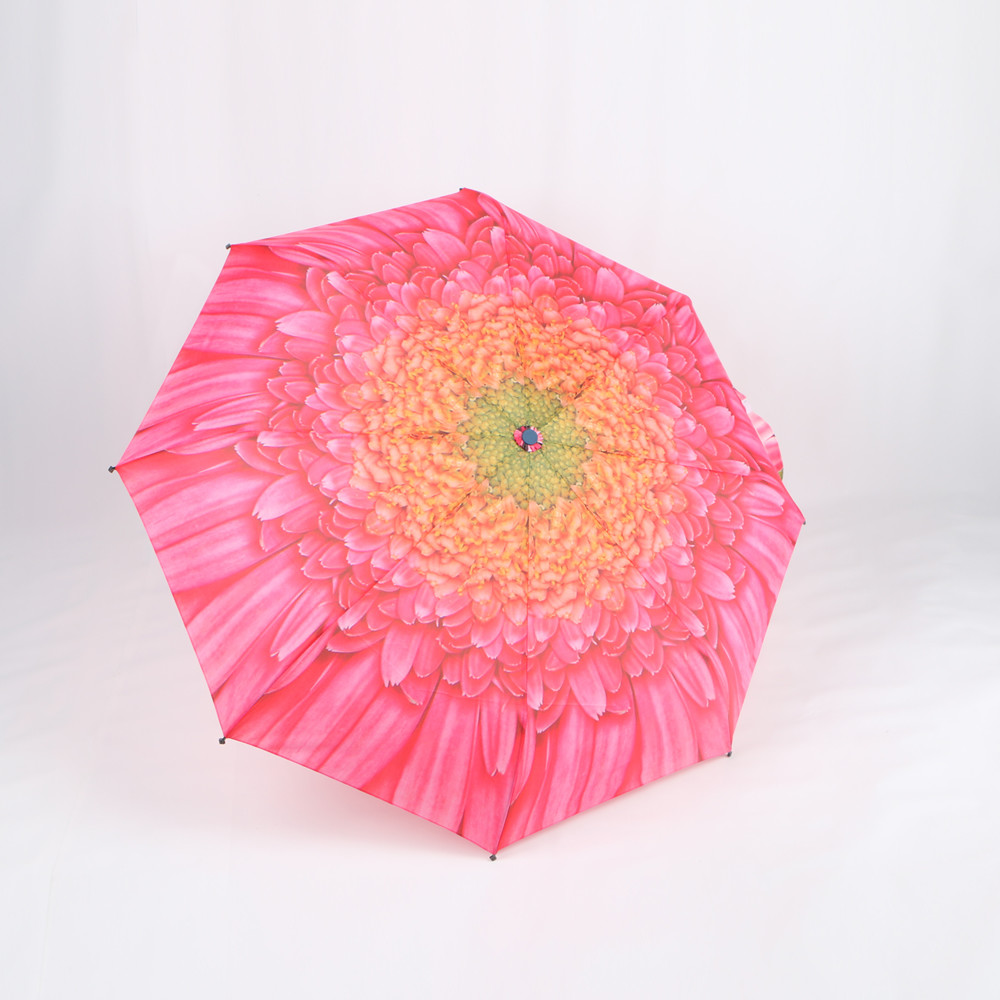 Quality Custom Manual Open Umbrella , Pink Flower Print 3 Fold Umbrella For Women for sale