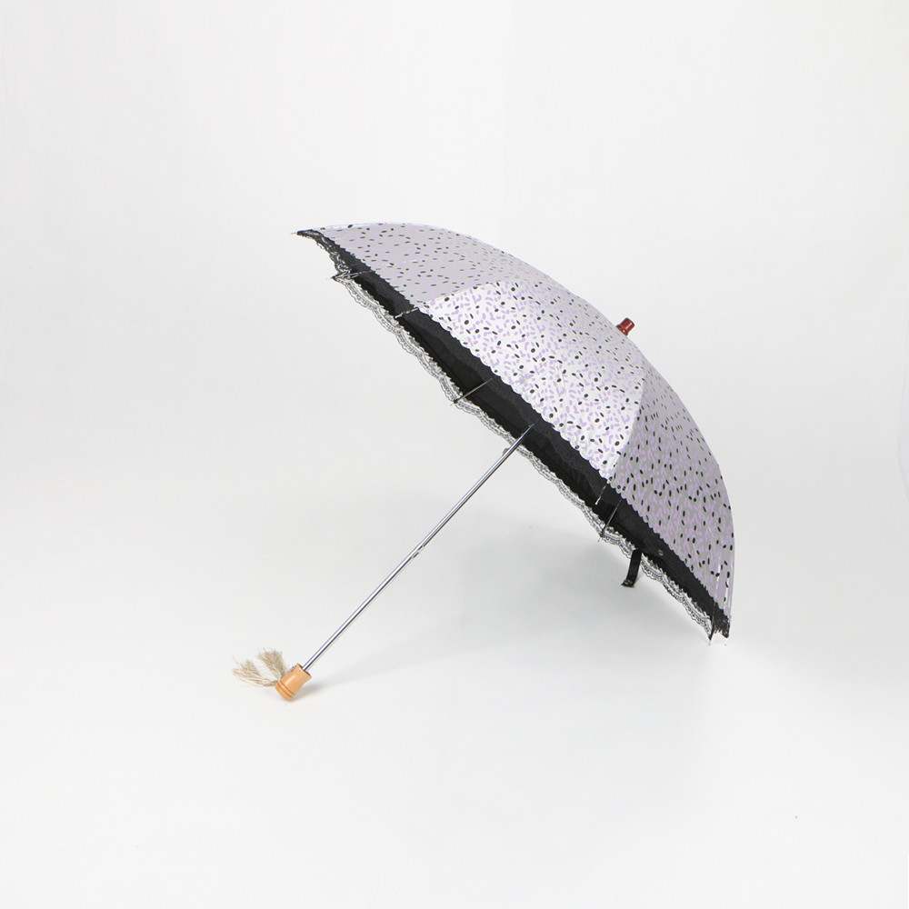 Quality Nice Manual Open Two Fold Umbrella UV Protection Zinc Plating Metal Frame for sale