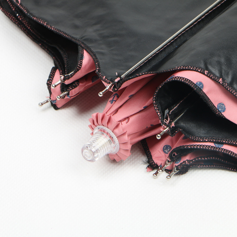 Quality 19&quot; Pink Ladies Folding Umbrellas Fashion Black Coating Full Print Umbrella for sale
