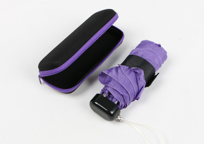 Quality Super Flat Compact Travel Umbrella Pocket Size Purple With Custom Logo Print for sale