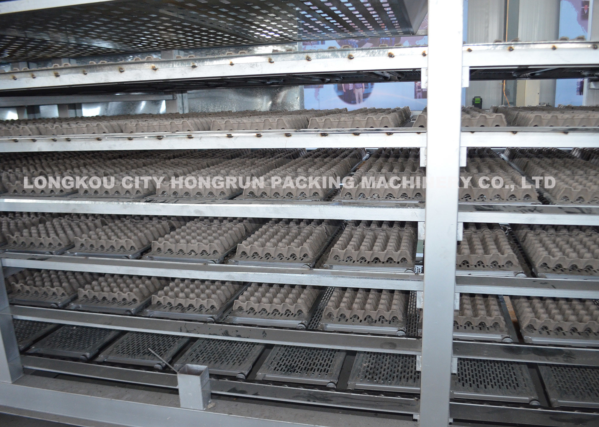 Quality 4000pcs/h 8 sides rotary type automatic egg tray machine with 6 layer drying line for sale