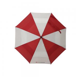 Quality 29 Inch Red And White Double Canopy Umbrella With Black Color EVA Handle for sale
