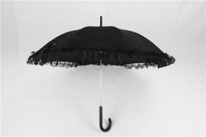 Quality Black Bridal Lace Ladies Windproof Umbrella Fiberglass Frame Custom Colors for sale