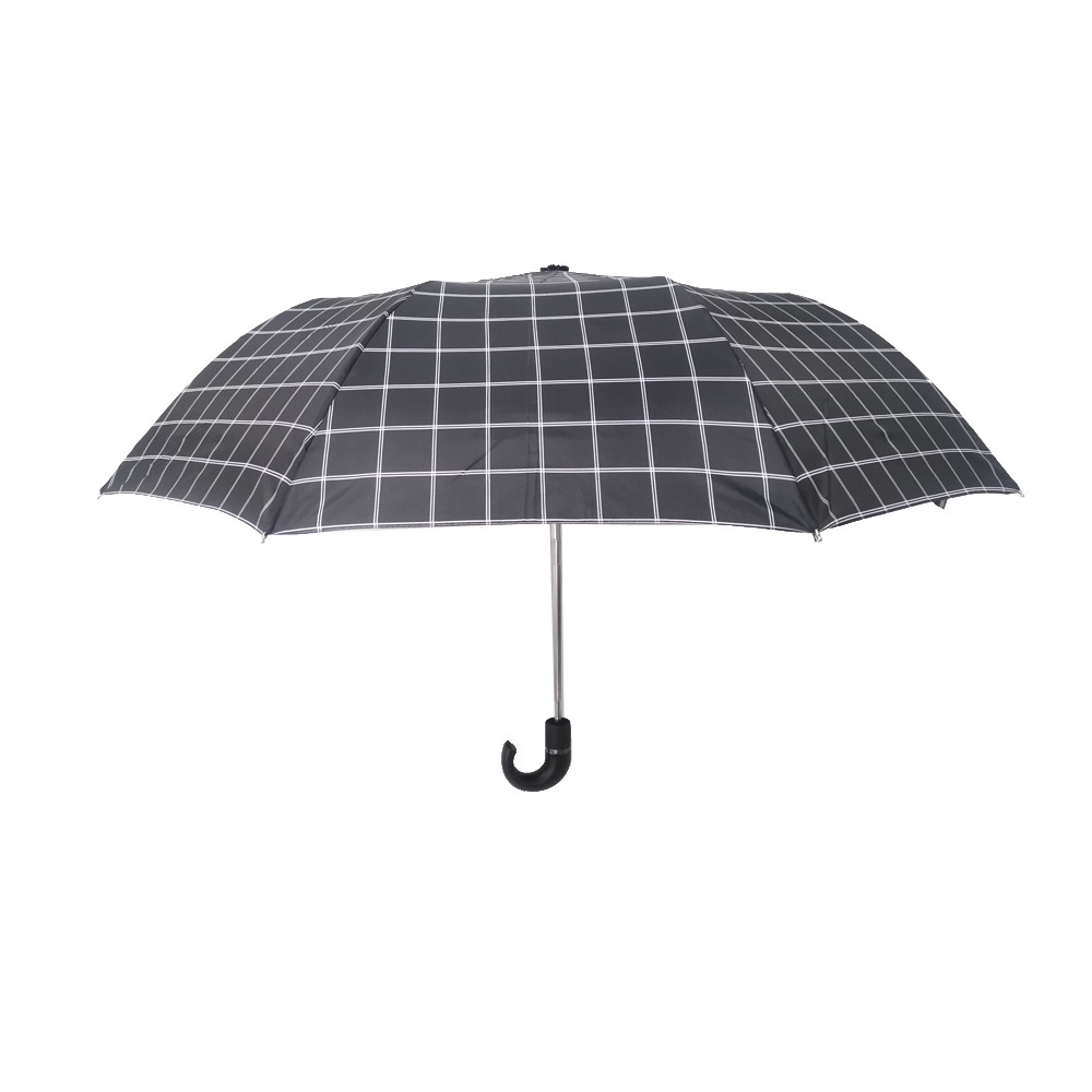 Quality Strong 2 Folding Golf Umbrella Windproof Tartan Design With Crook PU Handle for sale