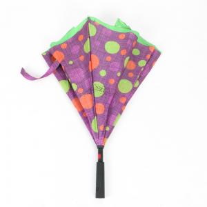 Quality Auto Open Reverse Inverted Umbrella With Torchlight LED Handle 190T Pongee Fabric for sale