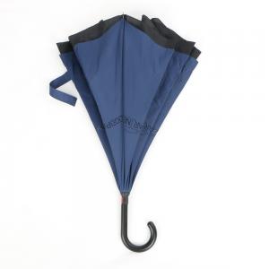 Quality Black Metal Pole Reverse Folding Umbrella , Custom Design Automatic Inverted Umbrella for sale
