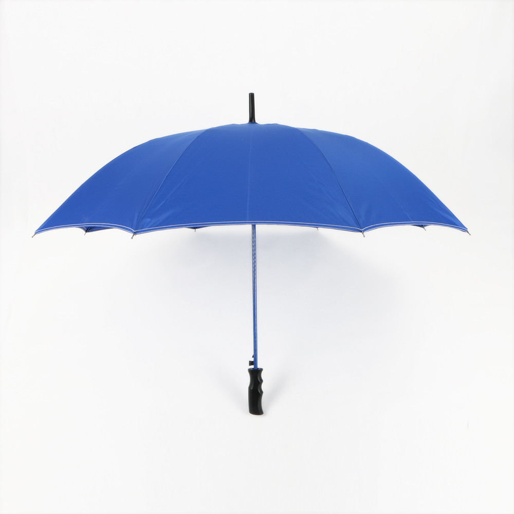 Quality Double Canopy Straight Handle Umbrella Blue Plastic J Handle Custom Logo for sale