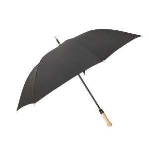 Quality Aluminum Tips Windproof Golf Umbrellas Solid Fiberglass Shaft Wood Handle for sale