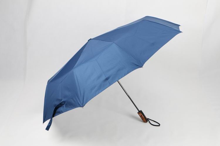 Quality 27 Inch 3 Foldable Golf Umbrella Blue Canopy Wind Resistant With Silver Coating for sale