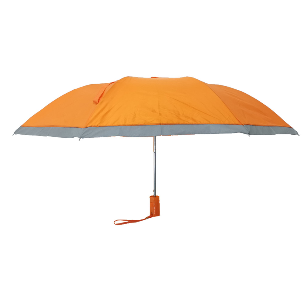 Buy cheap Orange Automatic Umbrella 2 Fold Nylon Fabric With Reflective Perimeter Tape from wholesalers