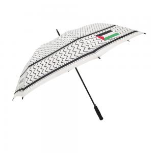 Quality White Promotion Golf Umbrellas , Long Shaft Golf Umbrella Full Silk Screen Print for sale