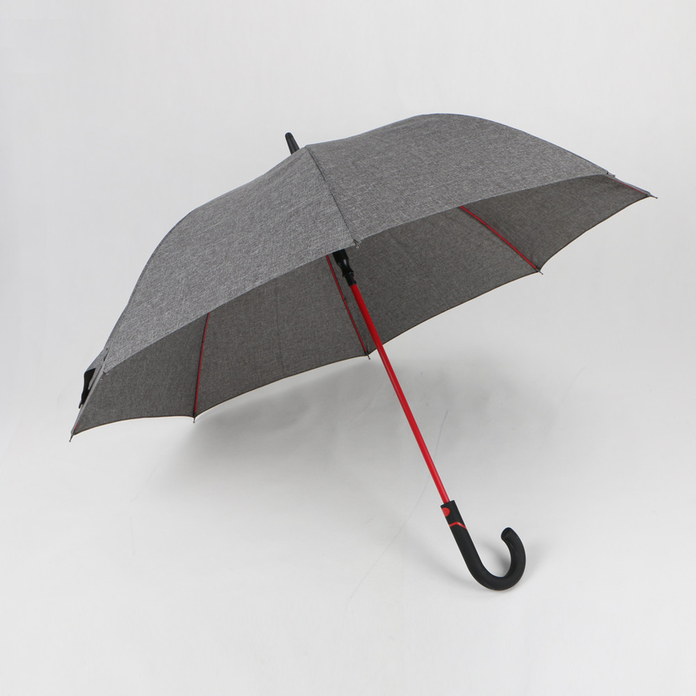Quality Polyester Personalised Golf Umbrella , Grey Black Umbrella With Curved Handle for sale