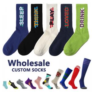 Quality Bulk wholesale kids  cotton branded sports fuzzy novelty designer happy socks wholesale funky  custom soccer grip sock for sale