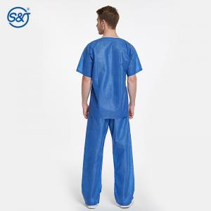 Quality Two Pieces Medical Scrub Suits Uniforms SMS Short Sleeve Shirt And Pants for sale