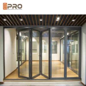 China Powder Coated Aluminum Folding Doors For Commercial Buildings Customized Size automatic folding door security folding do on sale
