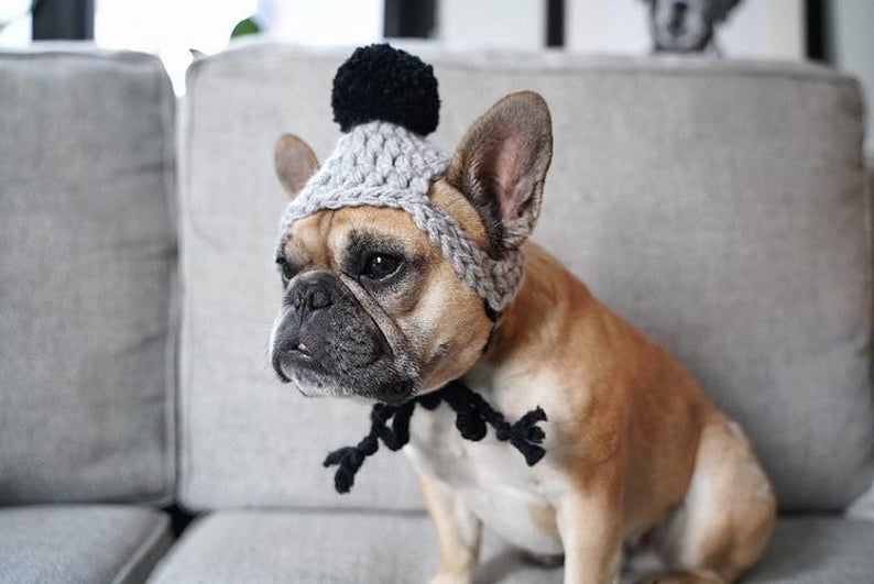 Y-Z Dog Clothing Accessories Handmade Dog Beanie with Pom Pom Crochet Knit Dog Hat Gift