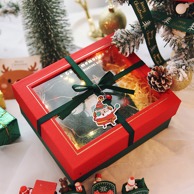 Ribbon Partition Christmas Packaging Boxes with Clear Window and Customized Design