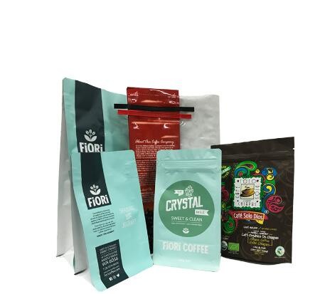 Custom print laminated stand up matte coffee zipper bag with valve