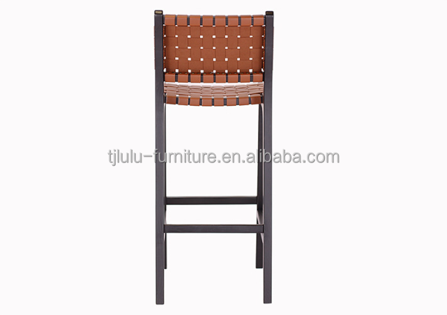 Modern Style High Solid Wood Bar Chair for Nordic Fashion Bistro Saddle Leather