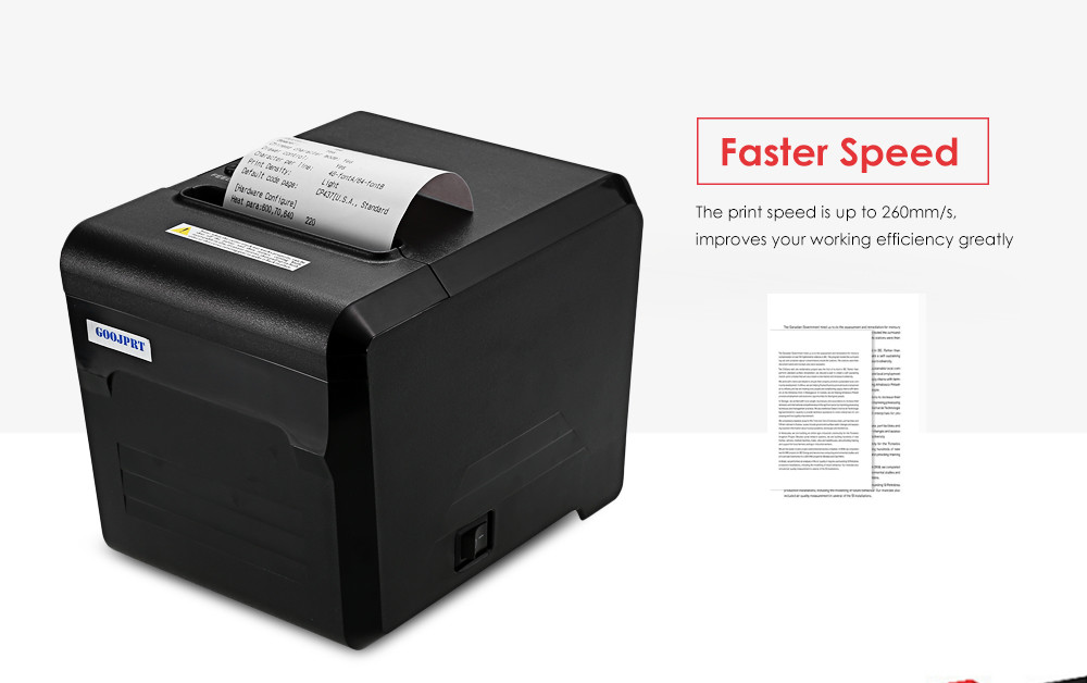 Ticket Barcode Wireless POS Printer Lan Port 300mm/s 12V 1A Power GOOJPRT