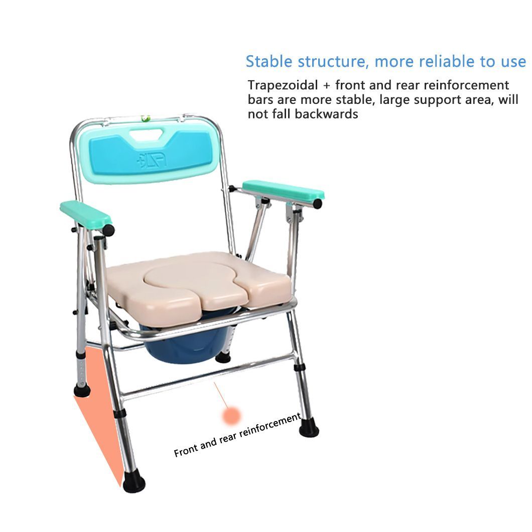 Hot Sale Wheelchair Toilet Commode Chair Patient Non-Slip Foldable Aluminum Chair for Elderly and Disabled