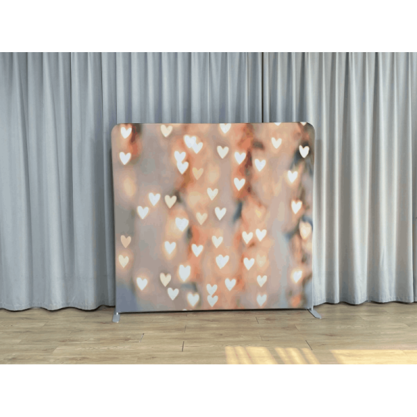 Polyester 8x8 Photo Booth Backdrop Glowing Hearts Pillowcase Backdrop Stand
