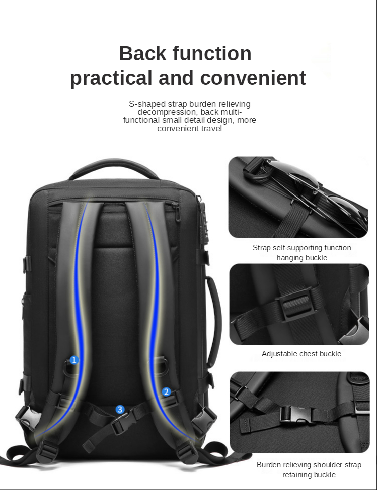 Wear Resistant Multifunctional Oxford Men Business Backpack 46*29*19cm