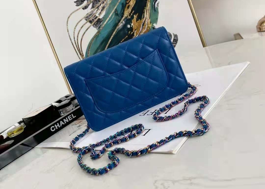 Inclined Shoulder Cowhide 19cm Luxury Brand Wallet With Chain