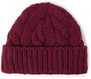 Quality Cable Burgundy Knitted Beanie Hat Made In China Winter Hat for sale