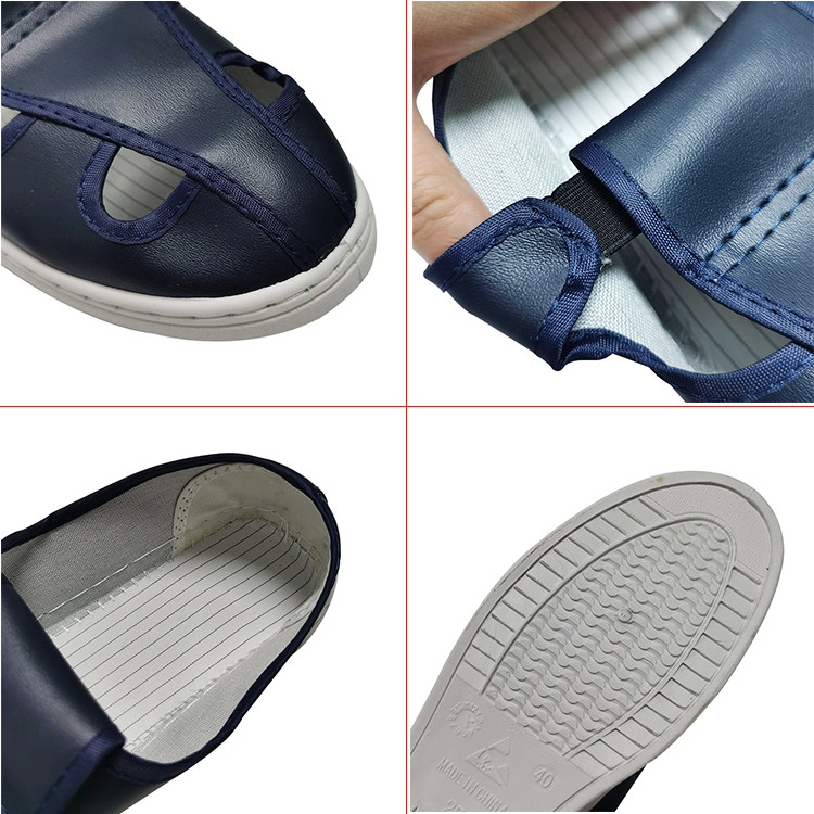 Anti Static Protection PVC ESD Safety Shoes Four Holes Navy Blue