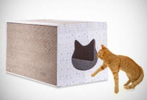 China Light Weight Corner Cat Scratcher , Heavy Duty Cardboard Scratching Box For Cats on sale