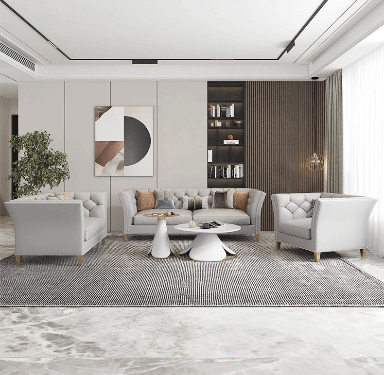 2pcs Living Room Round Rock Coffee Table 50cm Long With Super Fiber Leather