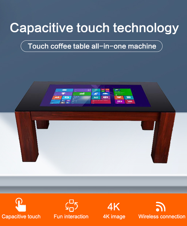 Waterproof Study Screen Coffee Table 43'' Interactive Kiosk Multi-Touch Screen Gaming Smart Coffee Table