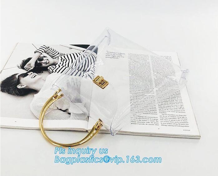 Fashion transparent handbags clear pvc shoulder bag large capacity tote bag for women, shoulder pvc plastic clear pvc be
