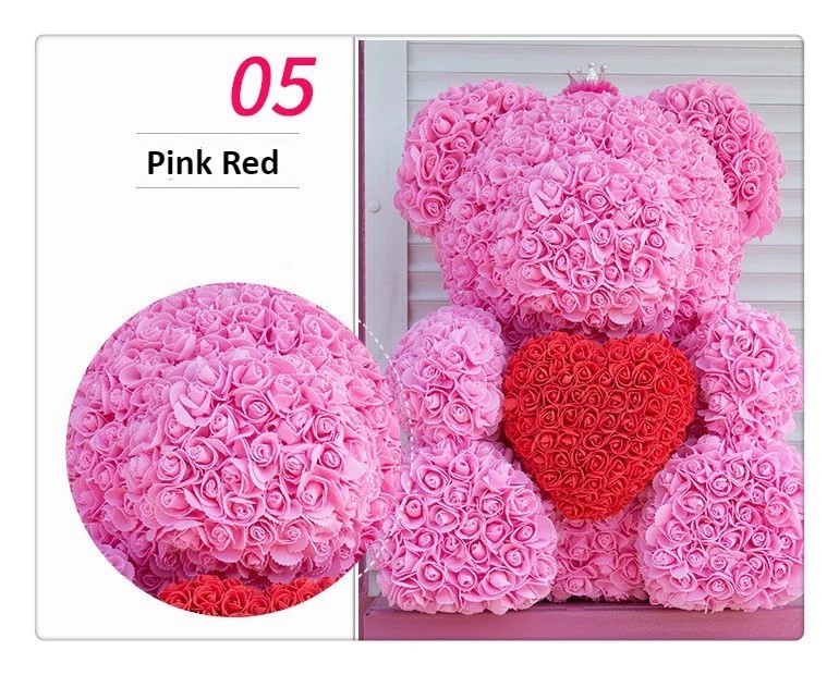 Preserved Flower Rose Teddy Bear PE for Valentines Day Gifts Factory Price Artificial Flower Gaint Teddy Bear