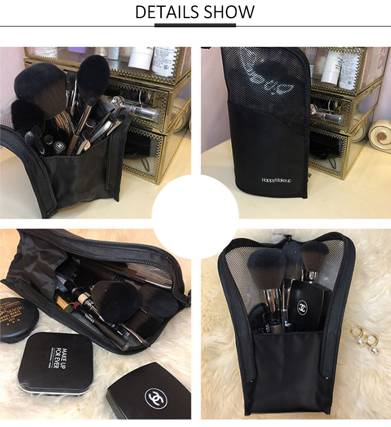 Wear-Resistant Polyester Fabric Cosmetic Brush Bag for Travel