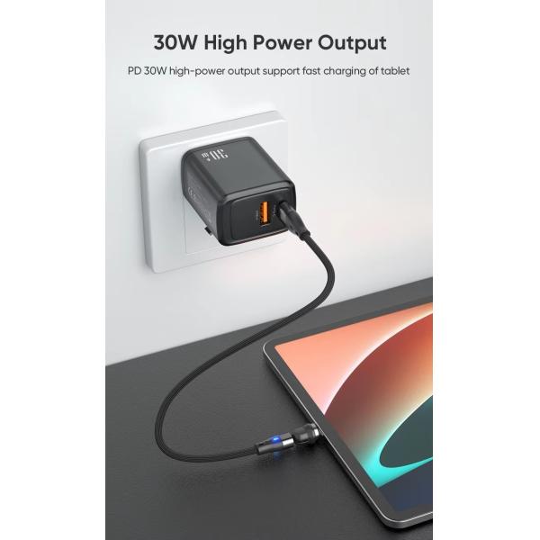 Custom Logo US Plug 30W Fast Charging Charger Dual Port USB Type C Mobile Phone Charger PD Power Adapter