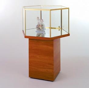 Quality Custom Made Glass Showcase Cabinet Hexagonal Retail Jewelry Display Cases for sale