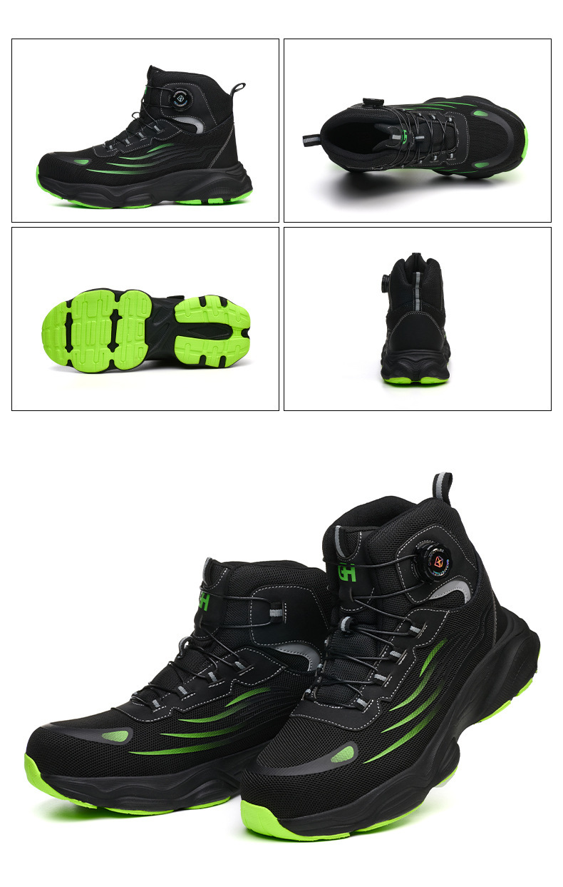 Black / Gray Fly Weave Safety Boots With Kevlar Midsole And Air Cushion Sole For Comfortable Work