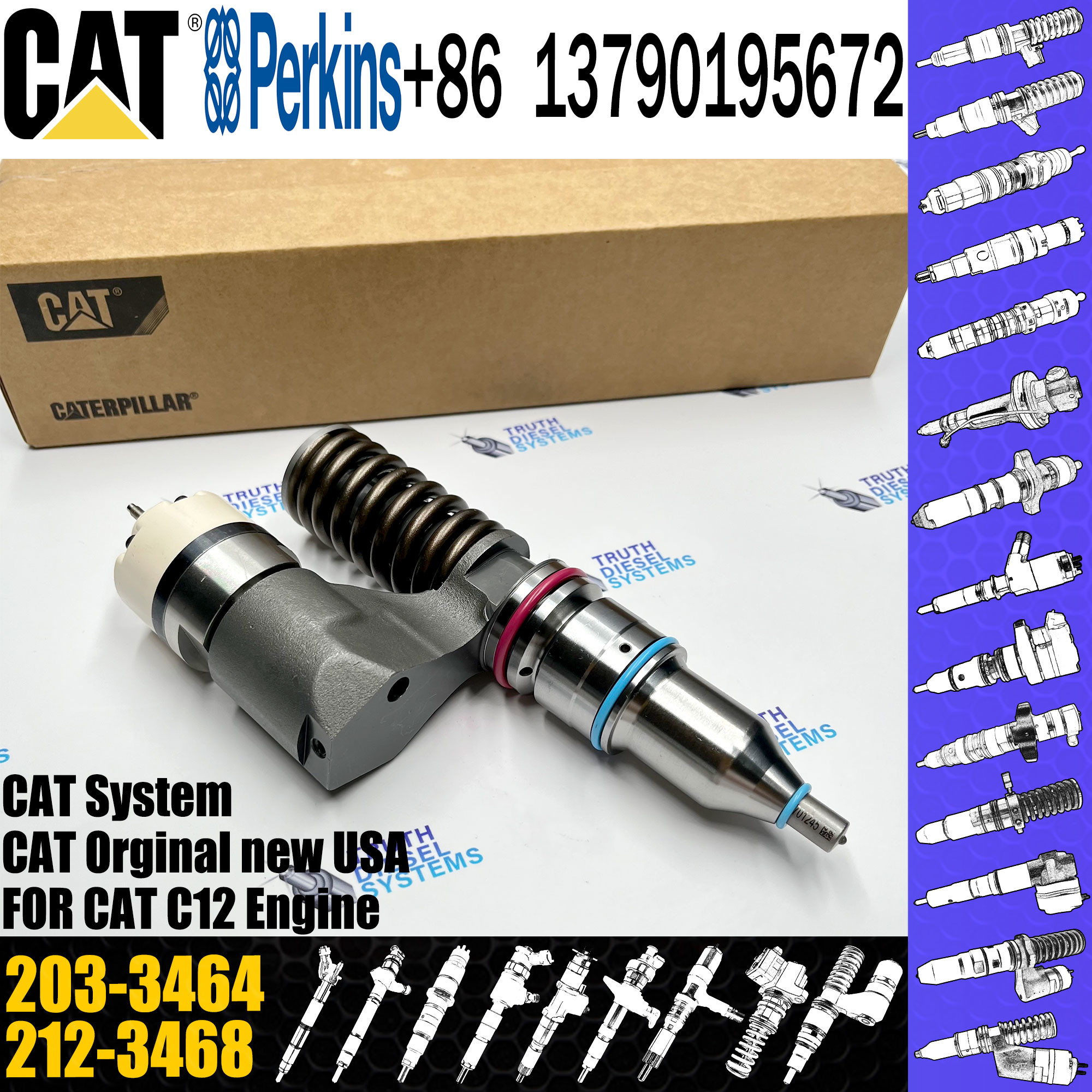 common rail injector 203-3464 212-3468 317-5279 317-5278 350-7555for CAT C12 diesel engines 2033464