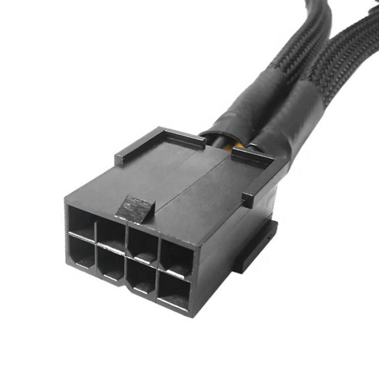Woven Sleeve PCIe 8 Pin Female to Dual 8 Pin Male PCI Express Graphics Video Card GPU Power Adapter Cable
